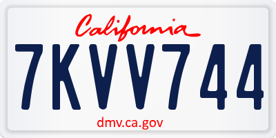 CA license plate 7KVV744