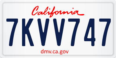 CA license plate 7KVV747