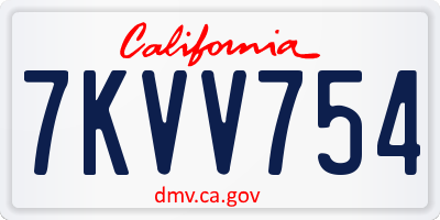 CA license plate 7KVV754