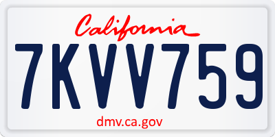 CA license plate 7KVV759