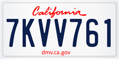 CA license plate 7KVV761