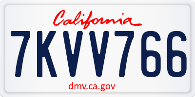 CA license plate 7KVV766