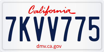 CA license plate 7KVV775