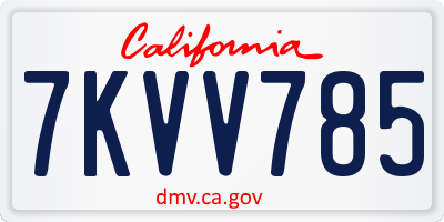 CA license plate 7KVV785