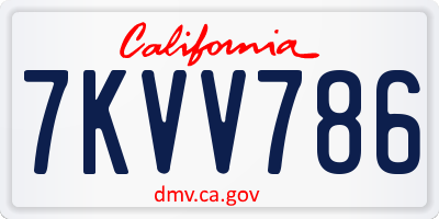 CA license plate 7KVV786