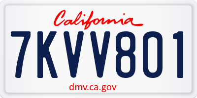 CA license plate 7KVV801