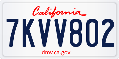 CA license plate 7KVV802