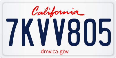 CA license plate 7KVV805