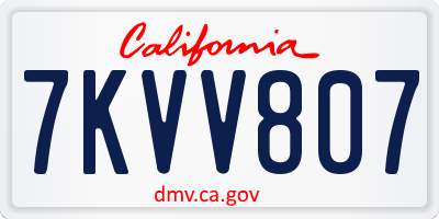CA license plate 7KVV807