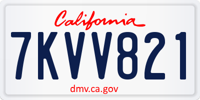 CA license plate 7KVV821