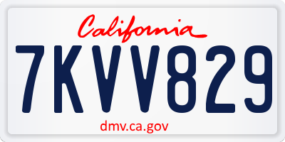 CA license plate 7KVV829