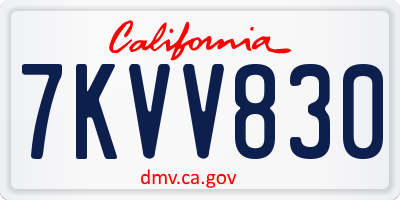 CA license plate 7KVV830
