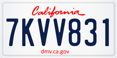 CA license plate 7KVV831