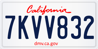 CA license plate 7KVV832