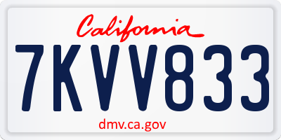 CA license plate 7KVV833