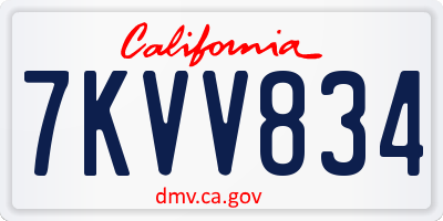 CA license plate 7KVV834