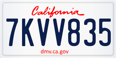CA license plate 7KVV835