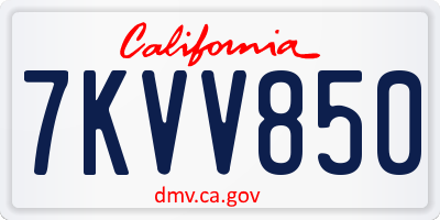 CA license plate 7KVV850