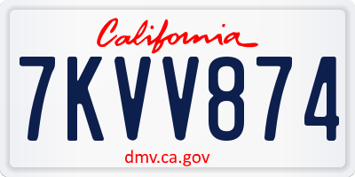 CA license plate 7KVV874