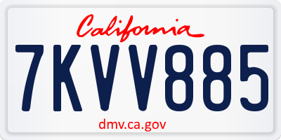 CA license plate 7KVV885