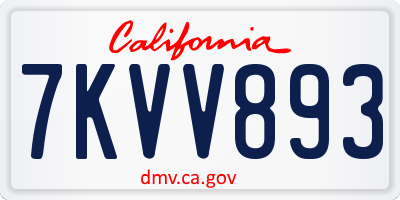 CA license plate 7KVV893