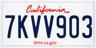 CA license plate 7KVV903