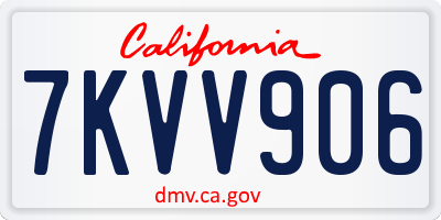CA license plate 7KVV906