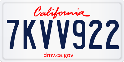 CA license plate 7KVV922