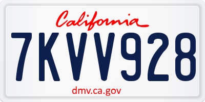 CA license plate 7KVV928