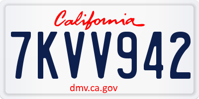CA license plate 7KVV942