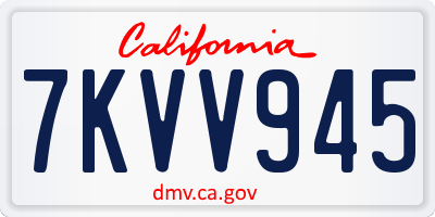 CA license plate 7KVV945