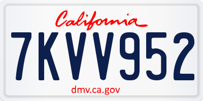 CA license plate 7KVV952