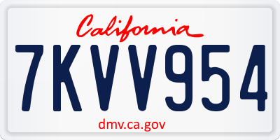 CA license plate 7KVV954