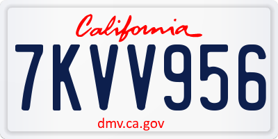 CA license plate 7KVV956