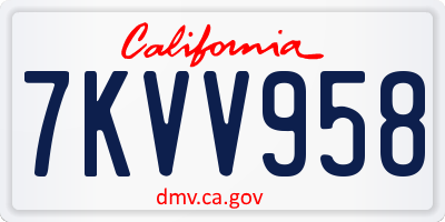 CA license plate 7KVV958
