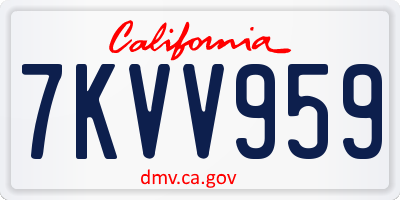 CA license plate 7KVV959