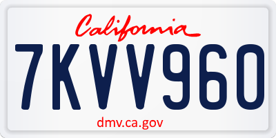 CA license plate 7KVV960