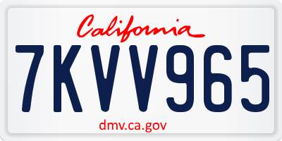 CA license plate 7KVV965