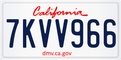 CA license plate 7KVV966