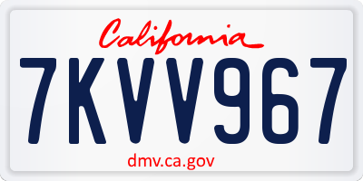 CA license plate 7KVV967