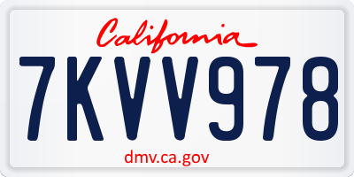 CA license plate 7KVV978