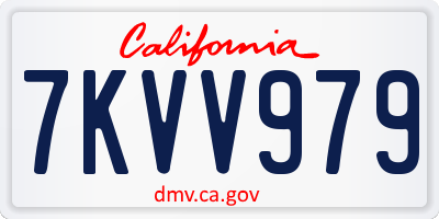 CA license plate 7KVV979