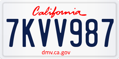 CA license plate 7KVV987