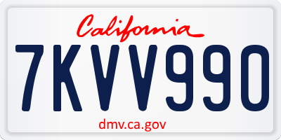 CA license plate 7KVV990