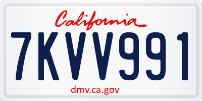 CA license plate 7KVV991