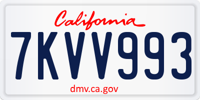 CA license plate 7KVV993
