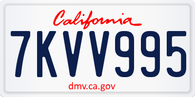CA license plate 7KVV995
