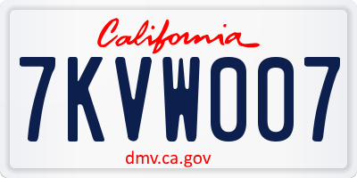 CA license plate 7KVW007