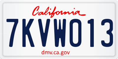 CA license plate 7KVW013