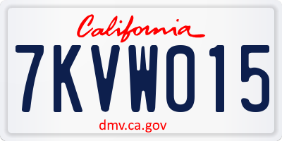 CA license plate 7KVW015